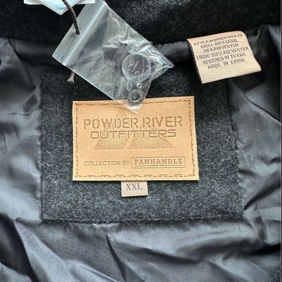 Powder River Outfitters Men’s Wool Zipper Black Jacket with Front Pockets - Picture 8 of 11